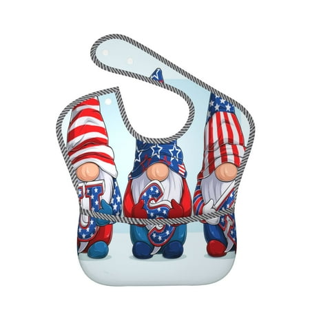 Bingfone Mess-Proof Baby Bib - Waterproof Bib For Baby Boy Or Girl With Food Catcher Pocket, Unisex-Cute Gnomes In Usa1