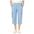 thumbnail image 1 of DXOUPM Girls Pants Summer Casual Loose Straight Trousers with Adjustable Drawstring Hem, 1 of 3