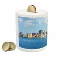 thumbnail image 2 of Sailboat Piggy Bank, Manhattan Skyline New York Sunshine USA Clear Sky Tower Skyscraper Photography, Ceramic Coin Bank Money Box for Cash Saving, 3.6" X 3.2", Blue Grey, by Ambesonne, 2 of 4