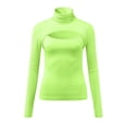 thumbnail image 7 of Going Out Tops for Women Y2K Shirt Cut Out Turtleneck Long Sleeve Sweater Blouses,Green,M, 7 of 7