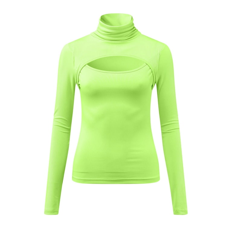 Neon green long sleeve shirt womens sales