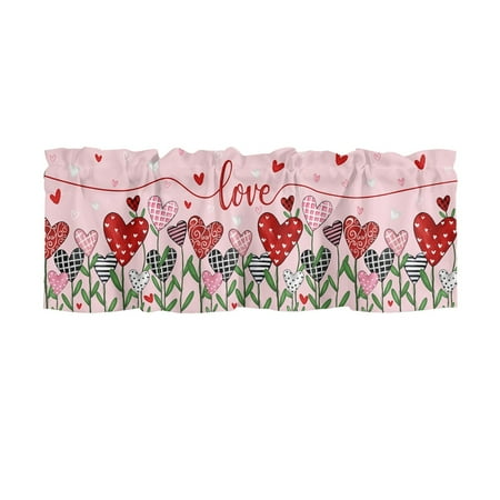 

Valentine s Day Red Printed Curtain Fabric Light Living Room Insulated Short Curtains Bedroom Finished Curtains Black14848