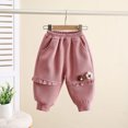 thumbnail image 2 of ameIAEA Toddler Boy Girl Winter Warm Pants Elastic Waisted Fleece Lined Cute Pants 1-6 Years, 2 of 3