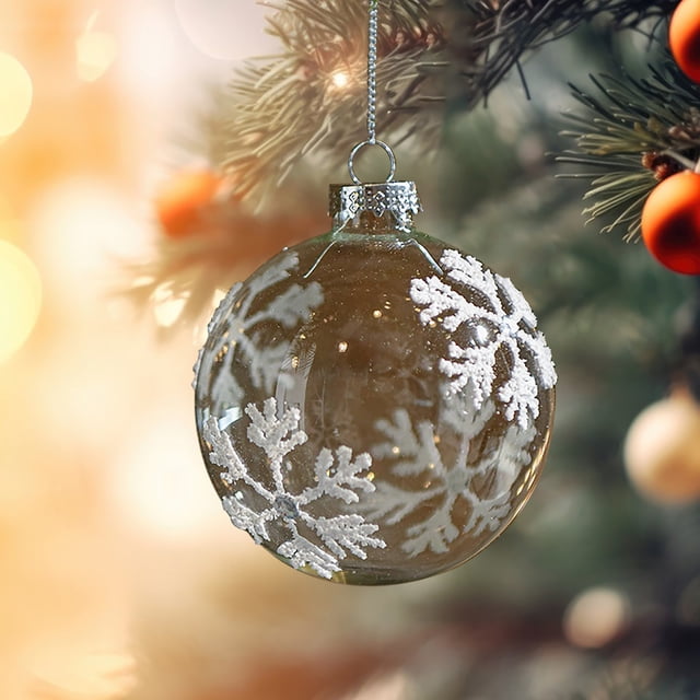Glass Transparent Christmas Globle Studded Sequin Decorative Globle Hanging Globle Christmas Tree Pendant Christmas Decoration Hanging Ornament