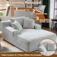 thumbnail image 5 of AVENIX 66" Oversized Chaise Lounge Chair Indoor, Boneless Cloud Sofa Bed, No-Assembly Deep Seat Sleeper Couch for Living Room,3 Pillows,Corduroy Light Gray, 5 of 8