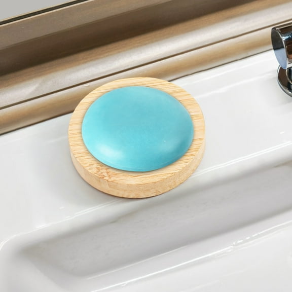 12 Pcs Round Wooden Soap Dishes, Wooden Soap Holders with Ventilation Holes, Soap Trays for Bars, Natural Color, Ideal for Bathroom and Kitchen Use