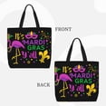 thumbnail image 3 of Vsdgher Mardi Gras with Flamingo print Tote Bag for Women Shoulder Bag with Zipper Large Shoulder Bag Handle Handbag Portable Washable for Travel, Work, 3 of 8