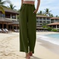 thumbnail image 5 of Delayuji Womens Linen Pant Daily Elastic High Waist Straight Leg Pant Solid Color Casual Pants Loose Long Trousers, 5 of 5