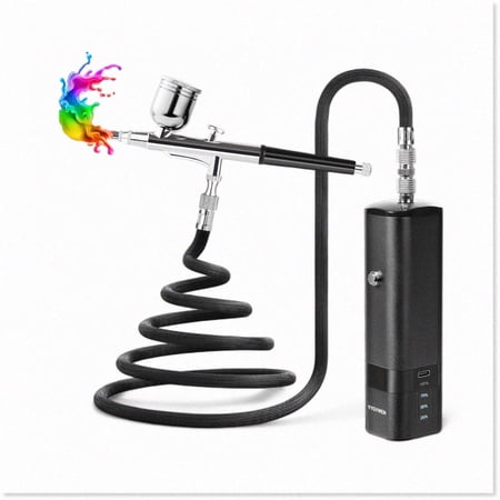 AirPro Mini Cordless Airbrush Kit - Portable 32PSI Handheld Air Brush Set for Painting, Nail Art, Makeup, Cake & Barber - High Pressure Compressor Included