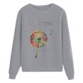 thumbnail image 3 of Dyfzdhu Crew Neck Sweatshirts for Women Trendy Dandelion Print Long Sleeve Casual Pullover Loose Top, Gray XXL, 3 of 6