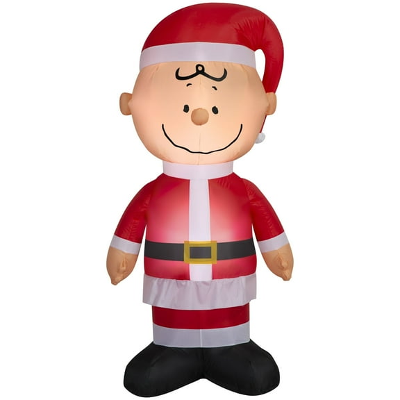 Charlie Brown in Santa Outfit Christmas Airblown Yard Inflatable, 5ft