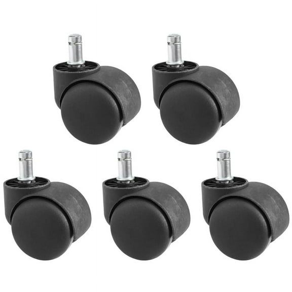 50mm Office Chair Roller Castor Wheels - Set of 5 Black