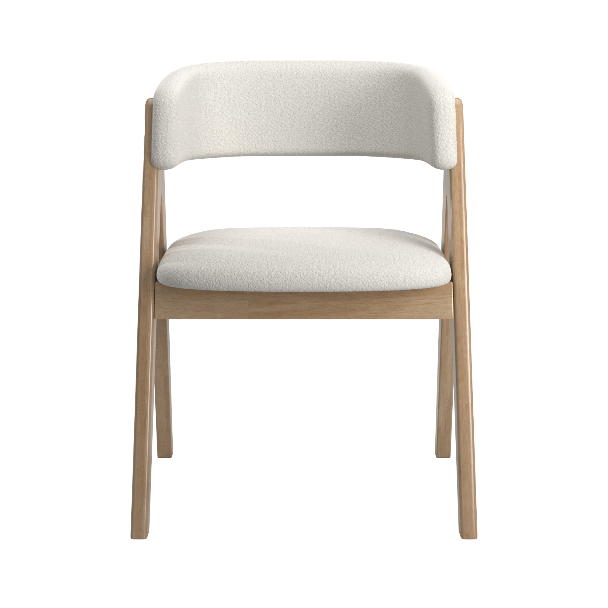 Weston Home Saare  Modern White Boucle Wood Dining Chairs, Natural Finish (Set of 2)