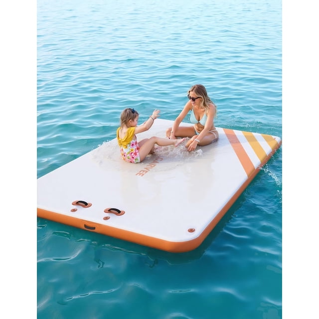 Eastvita Inflatable Pontoon Dock - Thicken Air Dock Floating Platform with Nonslip Surface Rope Ladder - Adaptable to Pool Beach Ocean - Lake Floats for Adults
