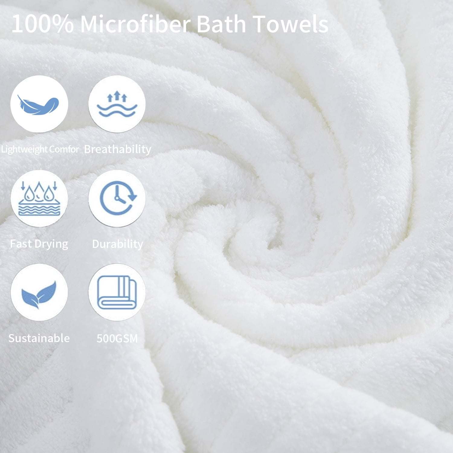 Covina Home 4 Pack White Bath Towel Set Microfiber Bathroom Towel Set Ultra Soft Plush Oversized Towels Adult Luxury Bath Sheet
