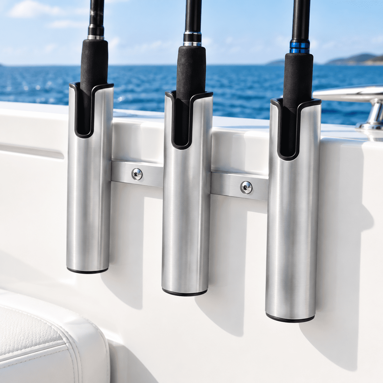 Blue 3 Tube Aluminum Fishing Boat Rod Holder for Yacht and Marine Use