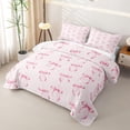 thumbnail image 3 of Erosebridal Girly Pink Bowknot Bed Spread Queen for Boys Girls, Cute Princess Ribbon Queen Coverlet Set, 3pcs, 3 of 7