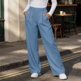 thumbnail image 2 of DJDLJWCJ Business Pants for Women Straight Leg High Waist Work Trousers Solid Color Stretchy Suit Pants Sky Blue Size L, 2 of 7