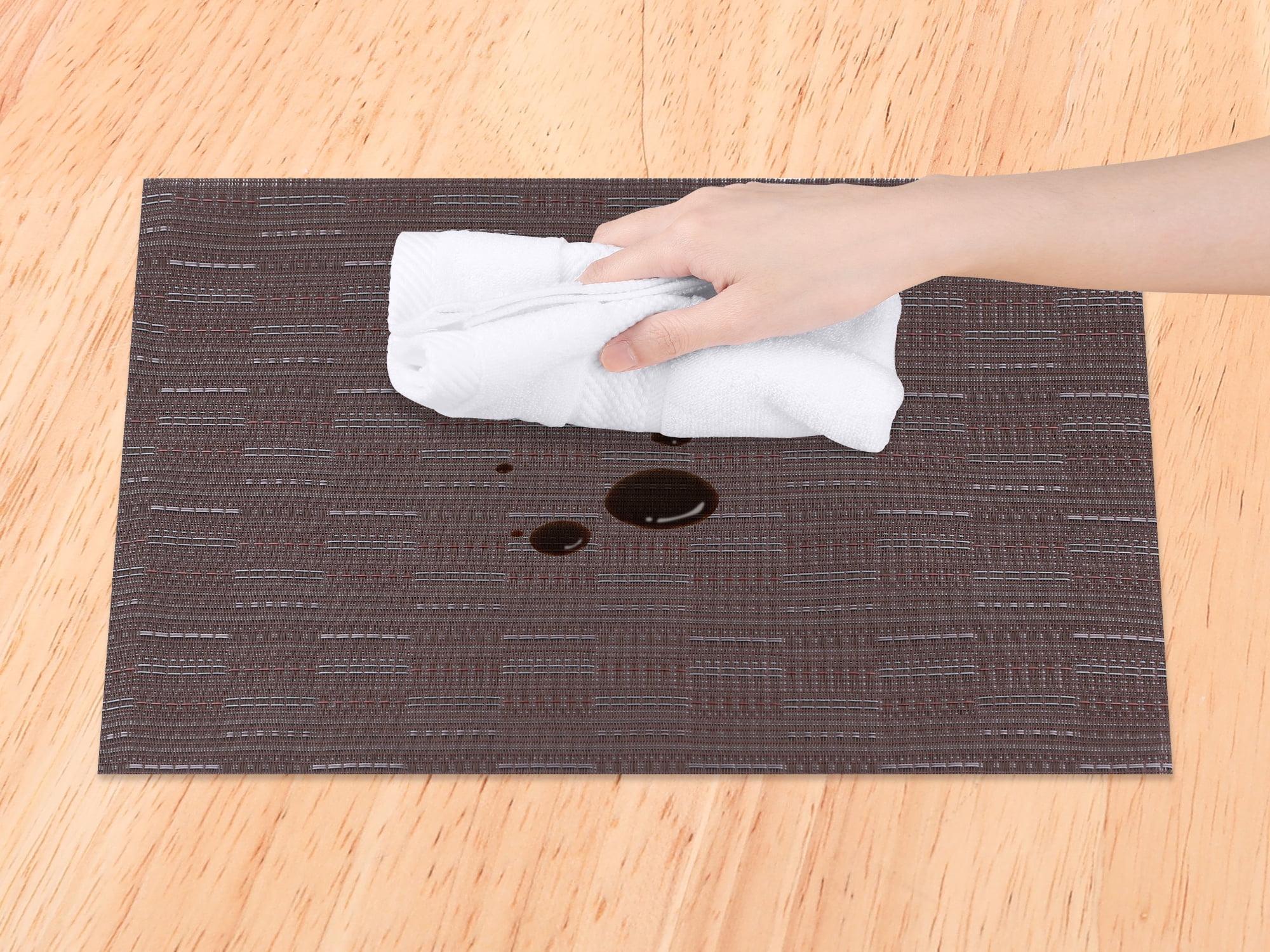 Unique Bargains Polyvinyl Chloride Placemats for Kitchen Heat Resistant Coffee