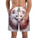 thumbnail image 1 of Balery White Red Cat Couple Traje de Baño Estilo Hawaiano para Hombre, Shorts de Secado Rápido con Bolsillos-Small, 1 of 6