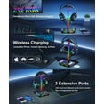 thumbnail image 4 of New bee Headset Stand with 7-Color RGB Light, 3-Port Hub (2 Type-C + 1 USB), Wireless Charger | Non-Slip Silicone Base, Universal Fit for All Headphones, Black, 4 of 12