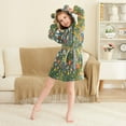 thumbnail image 3 of FORMRS Niños Bathrobe Unisex Hooded Robe Soft Plush Pajamas Sleepwear, Size 7-9T, Green Floral Garden, 3 of 7