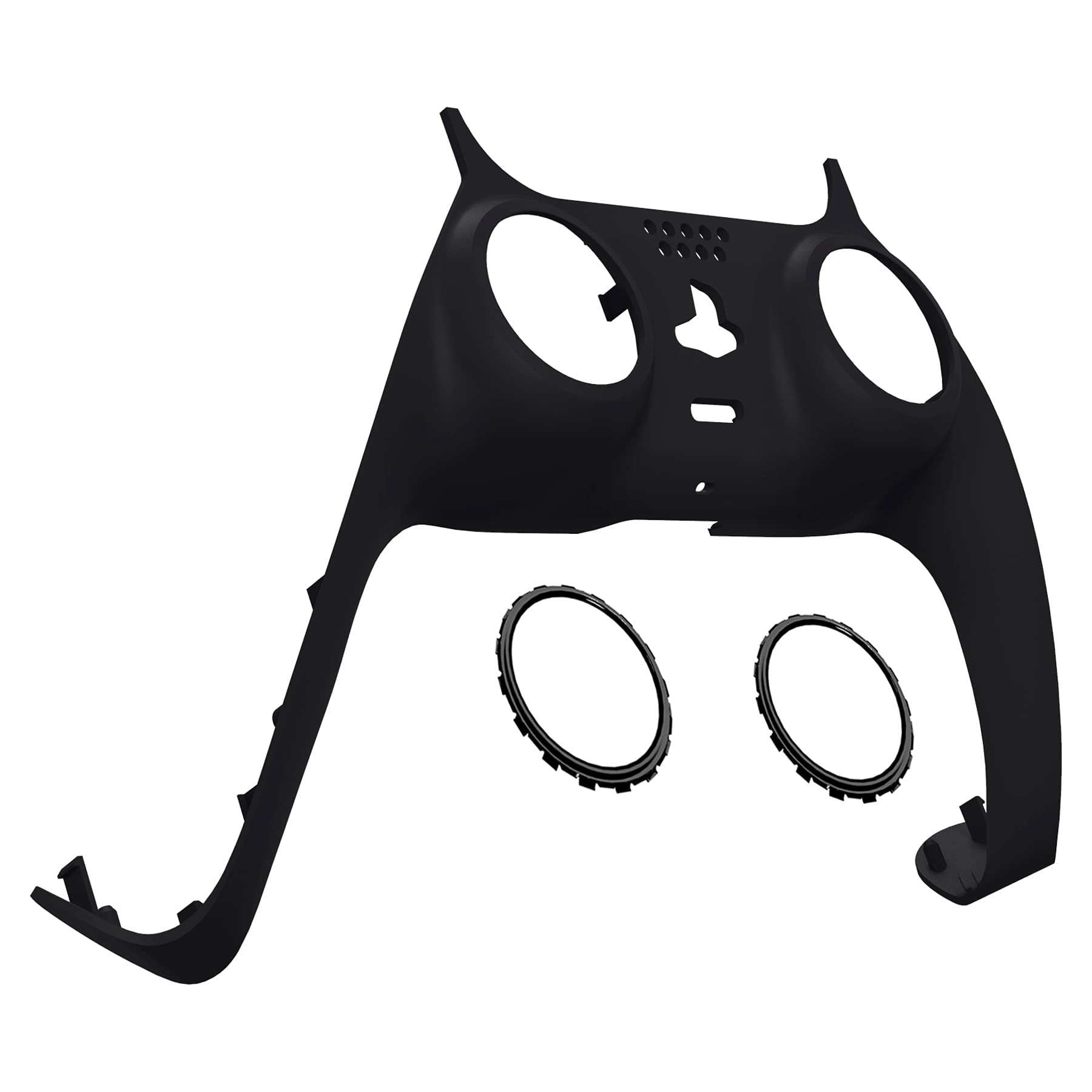 eXtremeRate Black Trim Shell Replacement Clip Shell Cover w/Accent Rings for ps5 Controller