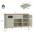 thumbnail image 3 of Dextrus Farmhouse Coffee Bar Cabinet, 59" Sideboard Buffet Cabinet Wine Cabinet with 2 Large Drawers, Visual Grid Door & Barn Doors - Antique White, 3 of 11
