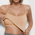 thumbnail image 3 of HAOTAGS Women's Ribbed Tank Top with Built in Bra Spaghetti Strap Tank Top Casual Yoga Padded Undershirts Beige Size 2XL, 3 of 5