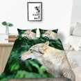 thumbnail image 1 of Modern Home Bed Set Green Background Bedding Cover 3D Wolf Printing Comforter Cover Set Pillowcase,California King (98"x104"), 1 of 4