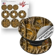 Decal Style Vinyl Skin Wrap 3 Pack for PopSockets WraptorCamo Grassy Marsh Camo Orange (POPSOCKET NOT INCLUDED) by WraptorSkinz