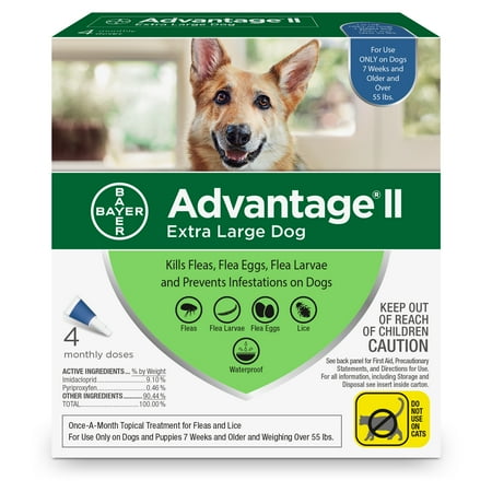Advantage II Flea Treatment for Extra-Large Dogs, 4 Monthly Treatments