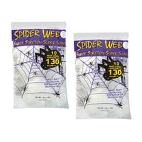 Fun World Halloween Spider Web 10 Feet Long Each Stretches to 130 Sq. Ft. (Pack of 2 for 260 Sq ft)