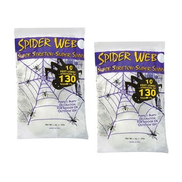 Fun World Halloween Spider Web 10 Feet Long Each Stretches to 130 Sq. Ft. (Pack of 2 for 260 Sq ft)