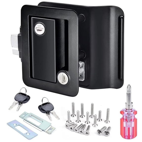 RV Entry Door Lock with Deadbolt and Keys for Camper Travel Trailer, Black
