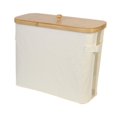 thumbnail image 2 of deevoka Toilet Paper Holder with Bamboo Lid Accessories,Folding Toilet Paper Roll Storage,Toilet Paper Storage Basket for Closet,Dorm beige, 2 of 9
