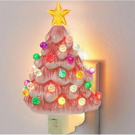 GOBWCOT Christmas Night Light ,Pink Mini Christmas Tree Decorative Night Light ,Christmas Decorations,Christmas Gifts