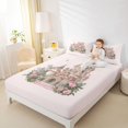 thumbnail image 4 of Homewish Floral Castle Girl 4 Pieces Queen Sheet Sets,Dreamy Princess Ultra Soft Flat Sheet,Chic Flowers Rose Queen Fitted Sheet,Breathable Home Decor, 4 of 7