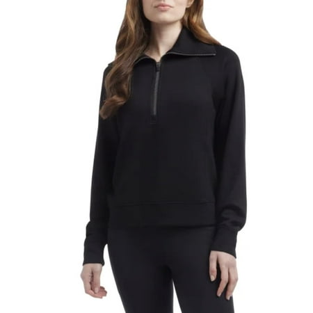 Danskin Women's Luxe Half Zip Pullover Top (US, Alpha, X-Large, Regular, Regular, Black Salt)