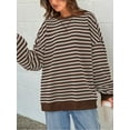 thumbnail image 2 of PRETTYGARDEN Womens Striped Oversized Sweatshirt Color Block Crew Neck Long Sleeve Casual Loose Pullover Top Y2K Clothes, 2 of 9