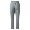 thumbnail image 4 of EDFBUYKRS Female Women Pants Casual Sweatpants for Women Petite Length Short Women Solid Linen Trouser Pant Casual Baggy Elastic Waist Trouser Wide Leg Pant with Pocket Fashion Pant Xxxxl, 4 of 5