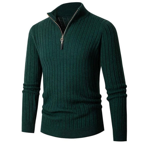 Suéter de barra vertical con media cremallera para hombre, camisa informal de moda de talla grande, de invierno