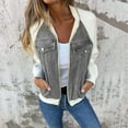 thumbnail image 2 of Seductiva 2025 Spring Jean Jackets for Women Shirts for Women Women's Long Sleeve Denim Jacket Stylish Casual Zipper Patch Women Work Color Block Denim Shirt Top Business Casual Work Tops Womens Tops, 2 of 5