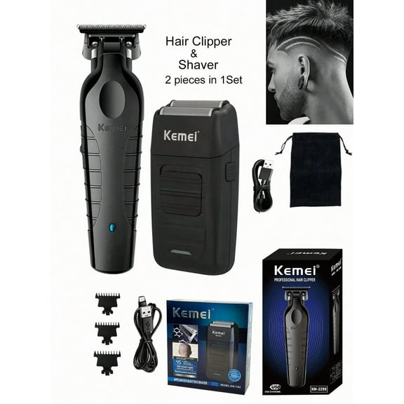 Kemei Brand 2 Pieces Set Electric Hair Clipper And Electric Shaver For Men Professional Hair Trimmer