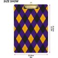 thumbnail image 2 of FMSHPON Halloween Black OrangeViolet Plaid Clipboard Hardboard Wood Nursing Clip Board and Pull for Standard A4 Letter 13x9 inches, 2 of 5