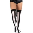 thumbnail image 4 of ToBeInStyle Women's Wide Vertical Striped Thigh High - Black w/ White Wide Stripes - One Size, 4 of 6