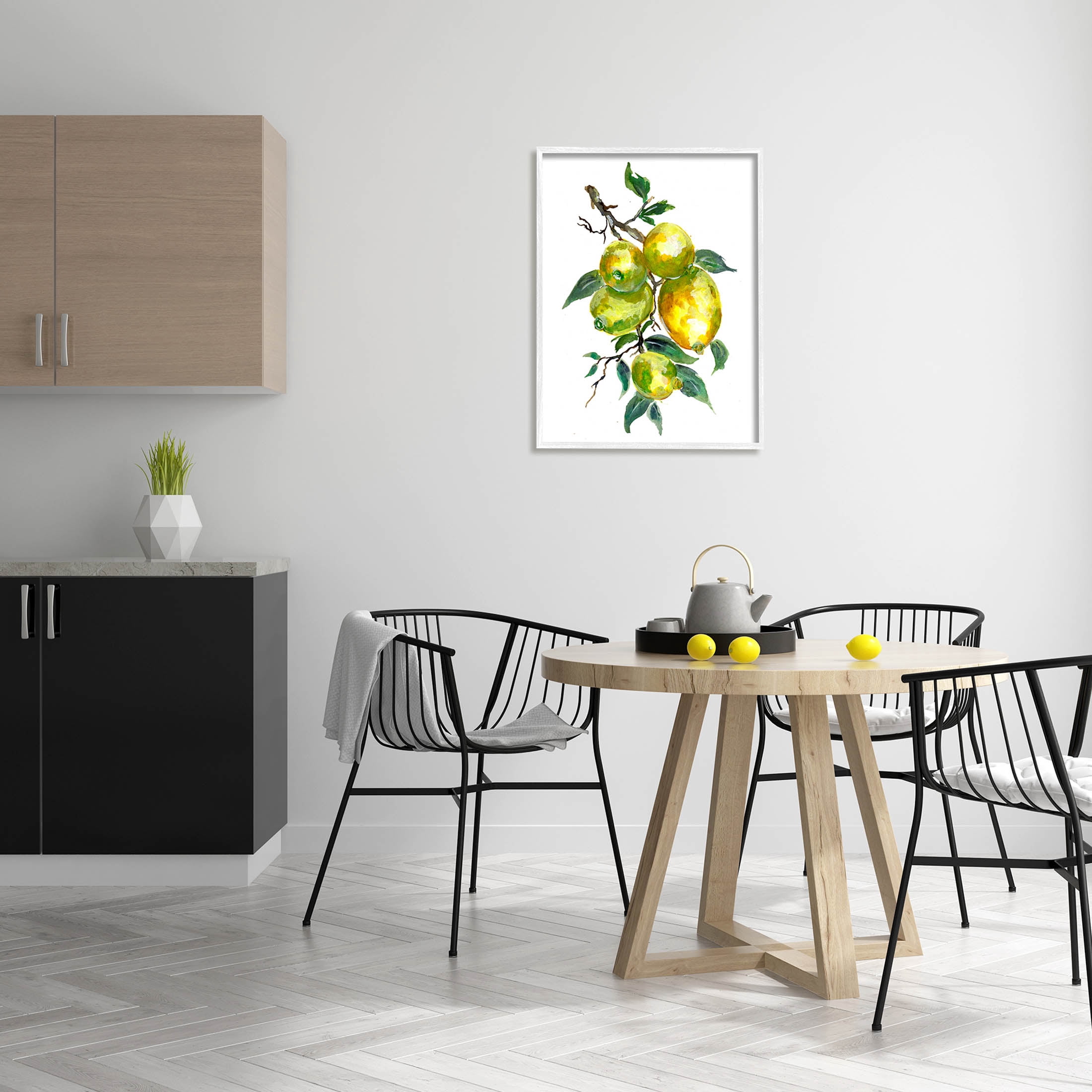 Lemon Citrus Fruit Tree Food & Beverage Graphic Art White Framed Art Print Wall Art