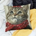 thumbnail image 2 of BANET Christmas Lumbar Pillow Covers Merry Christmas Cat Decorative Rectangular Winter Holiday Farmhouse Home Decor For Sofa Couch 24x24in, 2 of 5