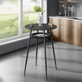 thumbnail image 4 of VASAGLE EKHO Collection - Bar Table with Storage, Round High Pub Table, Synthetic Leather with Stitching, Mid-Century Modern, Kitchen Home Bar, Living Room, Easy Assembly, Ebony Black and Ink Black, 4 of 6