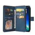 thumbnail image 4 of Allytech Zipper Pocket Case for iPhone 15 Pro, Flip PU Leather Wallet Cover with Card Slots & Hand Strap, Shockproof Kickstand Magnetic Buckle Protective Stylish Cover for iPhone 15 Pro, Blue, 4 of 12